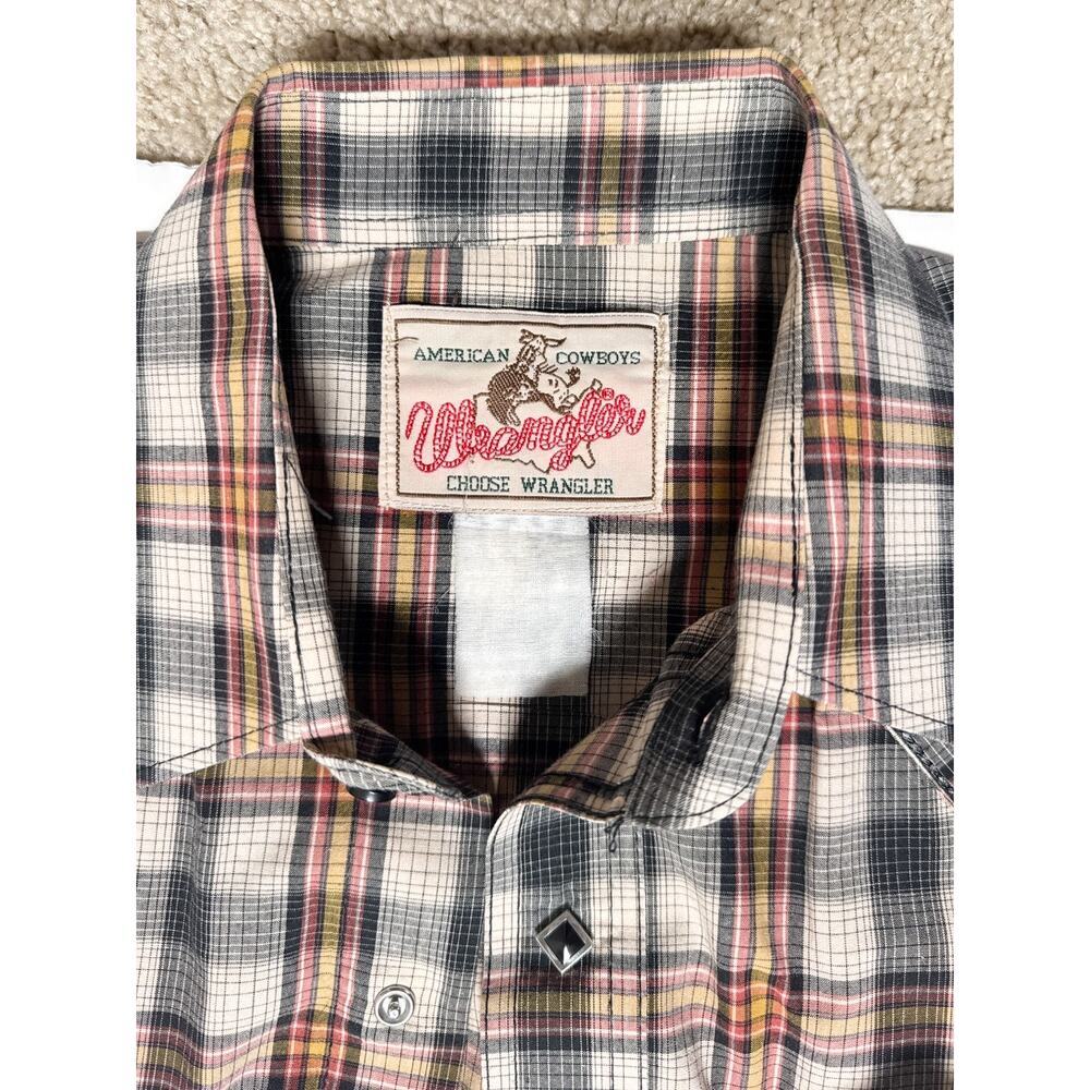 Vintage Wrangler Western Pearl Snap Shirt Plaid Cowboy Mens M - Picture 3 of 16